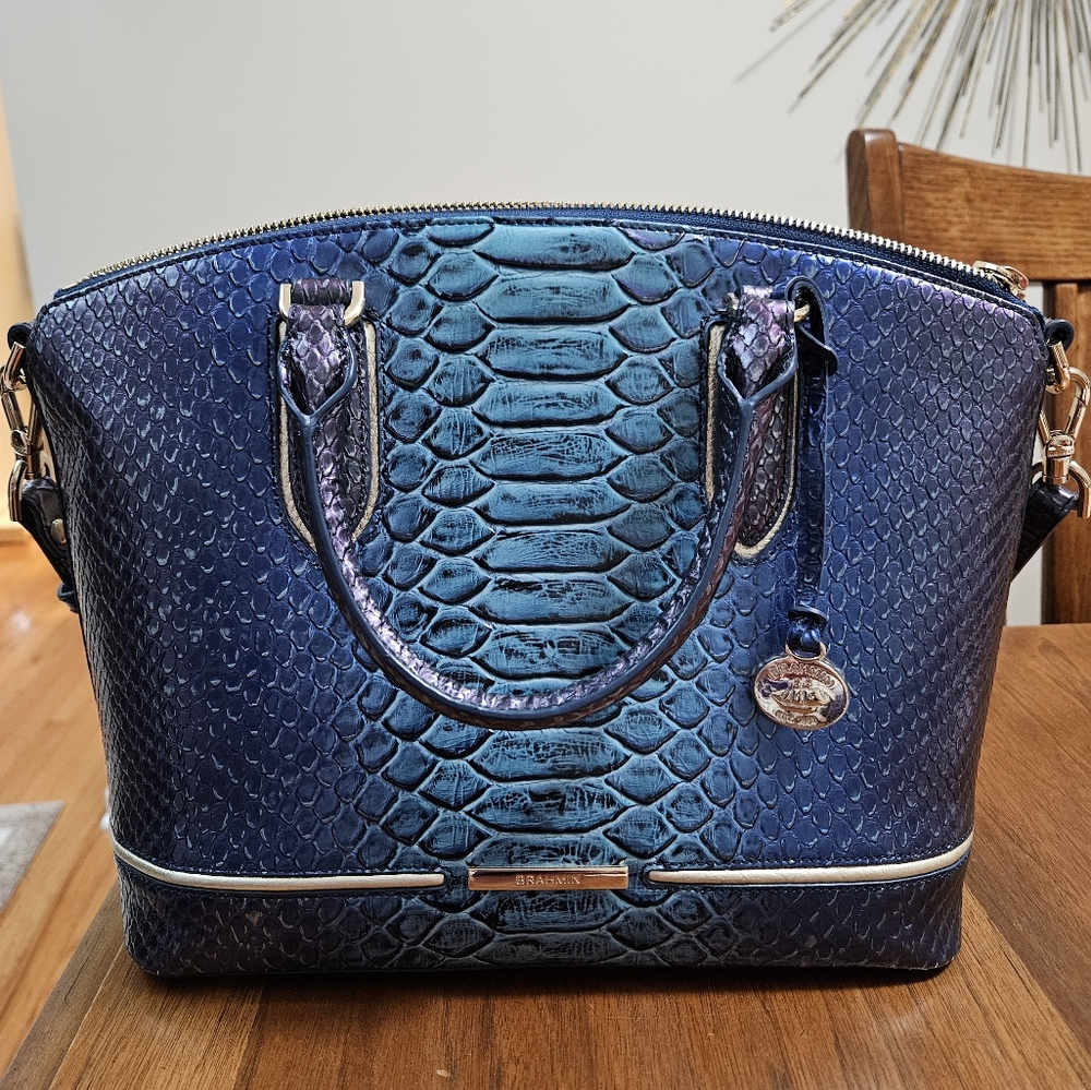 Brahmin Sapphire Ateague Embossed Snake Leather bag. LN with tags.FINAL MARKDOWN